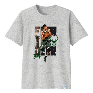 เสื้อยืดพิมพ์ลายเสื้อยืดเสื้อยืดผ้าฝ้าย พิมพ์ลาย Nba Antetokounmpo 34 "Fear The Deer" ขนาดใหญ่ สําหรับเด็ก วัยรุ่น และผู