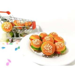 🍔🍔พวงกุญแจ​แฮมเบอร์เกอร์​ พวงกุญแจแฮนด์เมด🍔🍔
