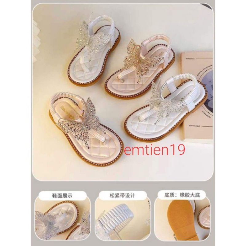 รองเท้าแตะคลิป BUTTERFLY WINGS พร้อมหินตัดสําหรับเด็กผู้หญิง