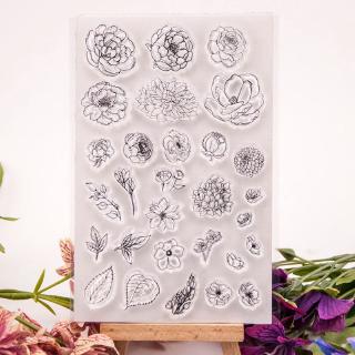 ST แผ่นสแตมป์ซิลิโคนใสลายดอกไม้ DIY สําหรับตกแต่งสมุด กระดาษ การ์ดหัตถกรรม