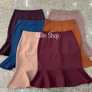 Milin shop กระโปรงทำงาน ผ้าโรเชฟ ทรงหางปลา