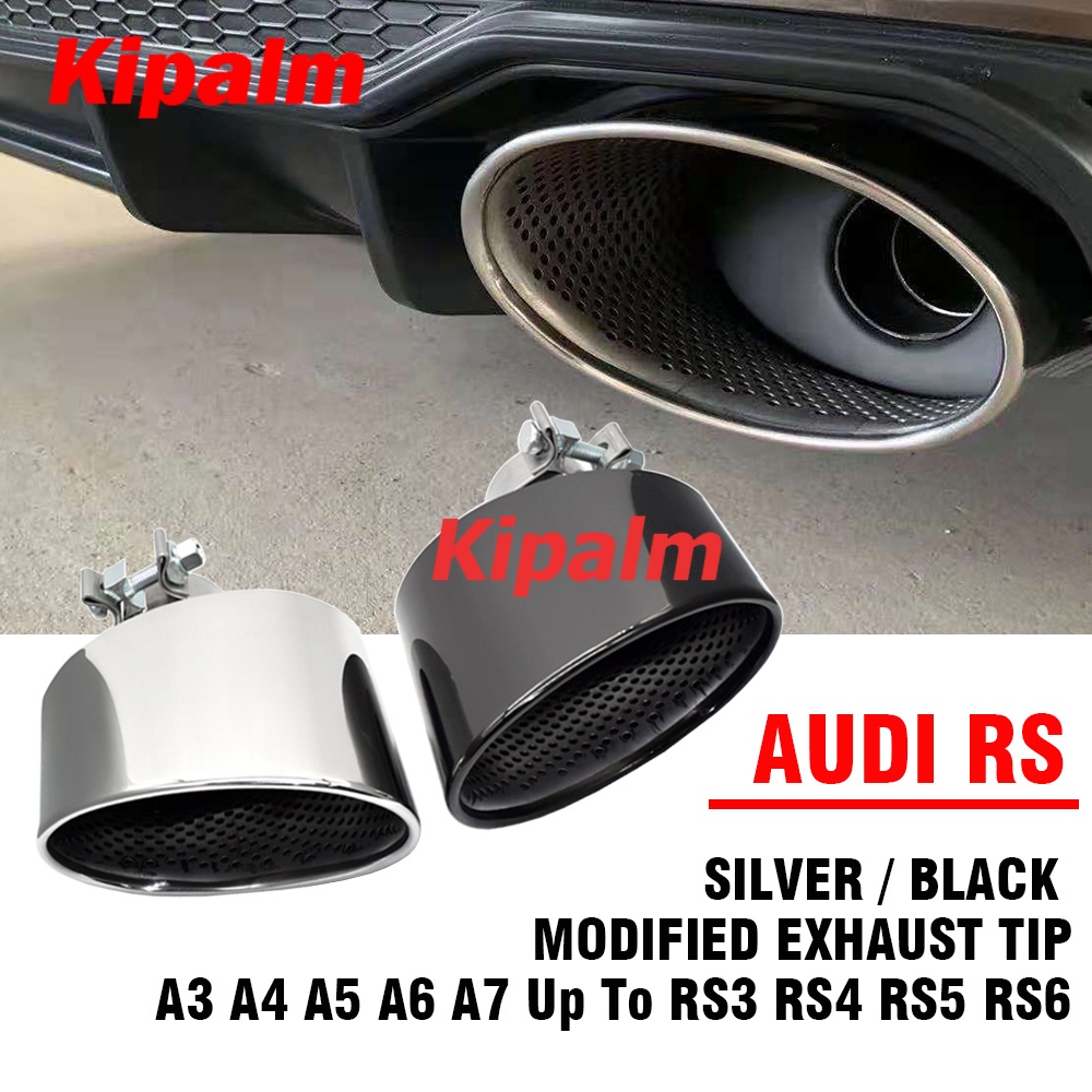 คู่เงินสีดํา 304 สแตนเลสรูปไข่ท่อไอเสียสําหรับ Audi A3 A4 A5 A6 A7 ถึง RS3 RS4 RS5 RS6 RS7 รถท่อไอเส