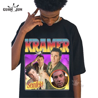 ROUND คอลูกเรือKramer เสื้อยืดลําลอง แขนสั้น พิมพ์ลาย Seinfeld Fans 90s สไตล์วินเทจ สําหรับผู้ชาย ผู้หญิง-4XL