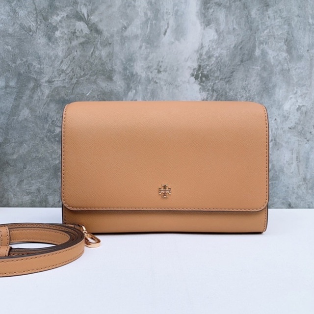 🎀 (สด-ผ่อน) กระเป๋าสะพาย 9 นิ้ว สีน้ำตาล 78603 Tory burch Emerson Combo Crossbody  saffiano leather 