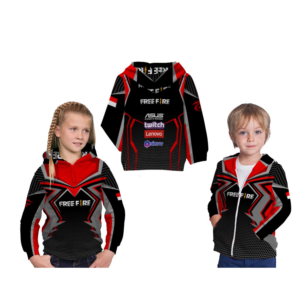 [TiniShop] 3D Full Print Free Fire Kids Hoodie Jacket / Free Fire Kids Gaming Jacket