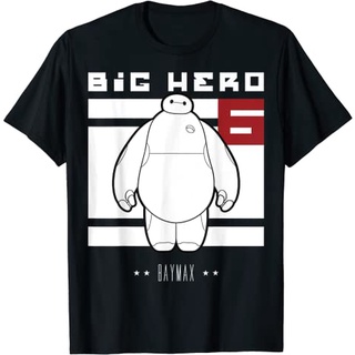 เสื้อยืดผ้าฝ้ายพรีเมี่ยม เสื้อยืด พิมพ์ลายธงดิสนีย์ Big Hero 6th Baymax สีขาว