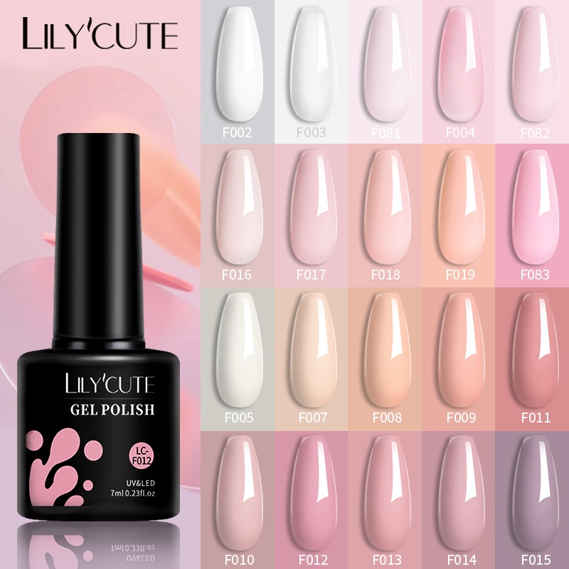 Lilycute ยาทาเล็บเจล ยูวีเจล สีนู้ด สีชมพู ติดทนนาน 7 มล.