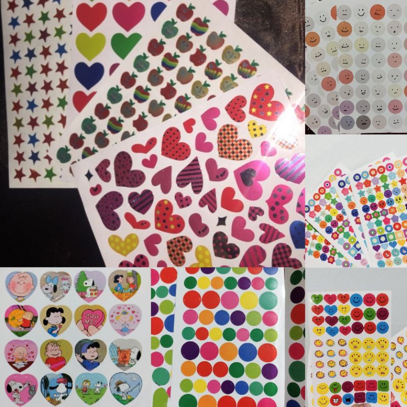 สติ๊กเกอร์ วาเลนไทน์ อีโมติคอน หัวใจ ดาว ผลไม้ Foil Sticker Heart Star Paper ไดอารี่ สื่อการเรียนรู้ สติกเกอร์