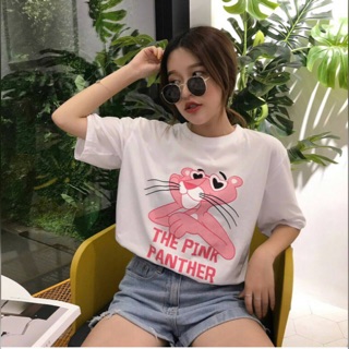 เสื้อยืด Oversize ลาย Pink Panther ตาหัวใจ