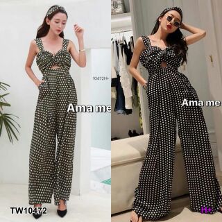 Jumpsuit จั้มสายสายเดี่ยวขายาว อกแต่งจีบเสริม