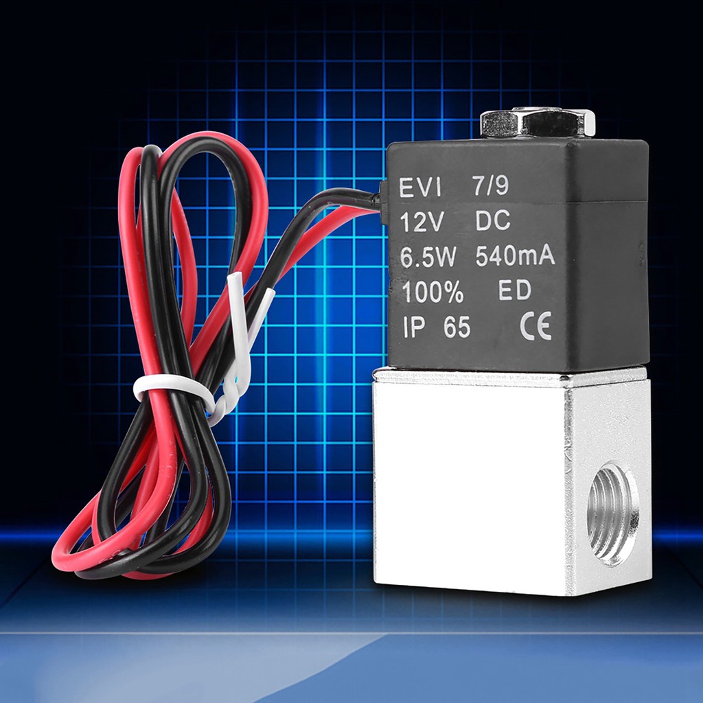 Supergoodsales โซลินอยด์วาล์วอากาศ 2 ทาง  12V 1/4 นิ้ว