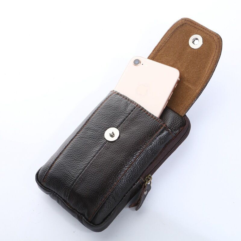 【สินค้าพร้อมส่ง】 โปรโมชั่น กระเป๋าสุภาพบุรุษ ร้อยเข็มขัดคาดเอว กระเป๋าหนังใส่มือถือ ทำจากหนังแท้ แนววินเทจอย่างดี ทร