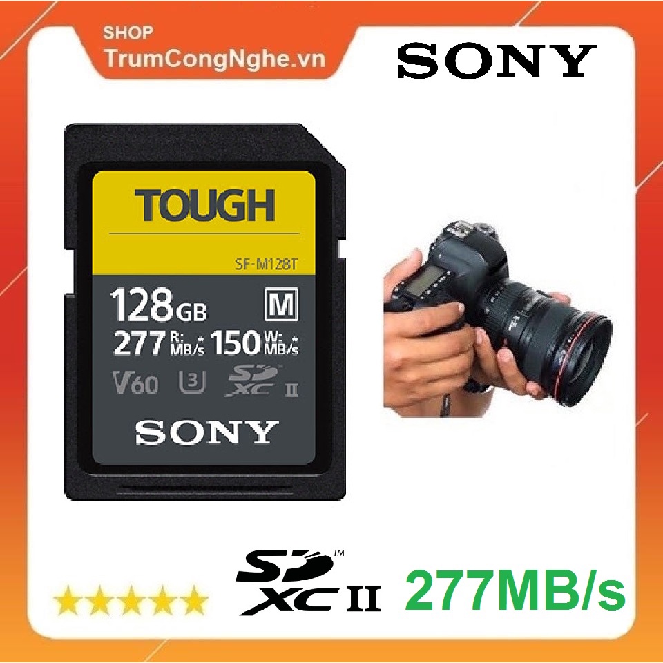 Sf Sony 128GB SDXC SM-M series TOUGH UHS-II การ ์ ดหน ่ วยความจํา 277 / 150MB /s