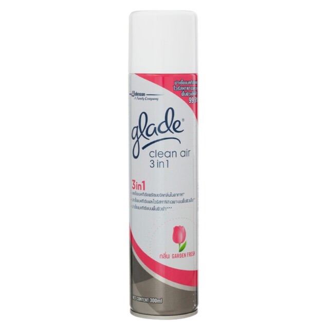 Glade Clean Air 3in1 รุ่นฆ่าเชื้อแบคทีเรียและไวรัส H1N1 99.9% กลิ่น Garden Fresh 300mL.