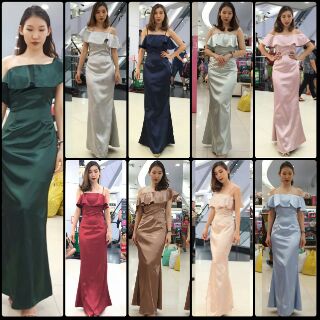 ชุดเดรสยาว ใส่ได้ 3 แบบ ปลายกระโปรงหางปลา