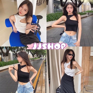 JJ Shop​💜​พร้อมส่ง เสื้อกล้ามไหมพรมเก๋ๆ เว้าด้านหน้าเท่มากใส่แล้วเซ็กซี่มาก "0161-1" -N