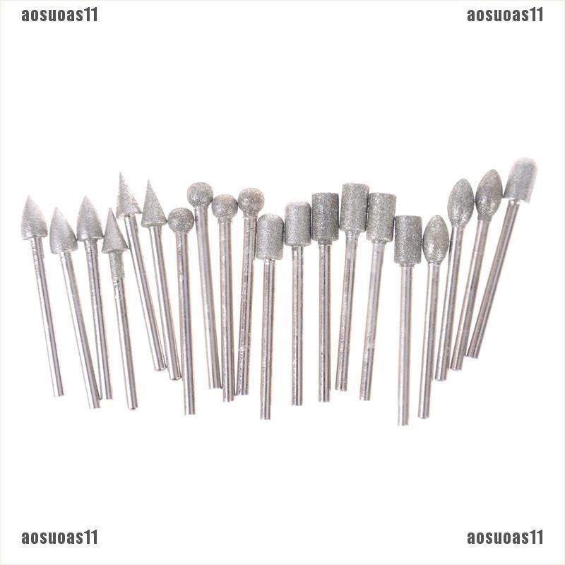 aosuOAS20Pcs 3mm Shank Diamond Grinding Burr Drill Bits Sets For ...
