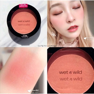 Wet n Wild Coloricon Blush​ สี​ Pearlescent Pink​ ปัดแก้มสีพีชส้มอมชมพูประกายชิมเมอร์