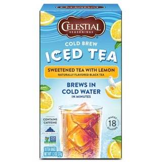 ซีเลสเทียล ชาดำมะนาว ชงได้ในน้ำเย็น Celestial Cold Brew Iced Tea Sweetened Tea With Lemonade 37g