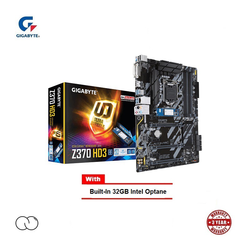 GIGABYTE Z370 HD3 OP ULTRA DURABLE MOTHERBOARD (Z370 HD3-OP / LGA1151)