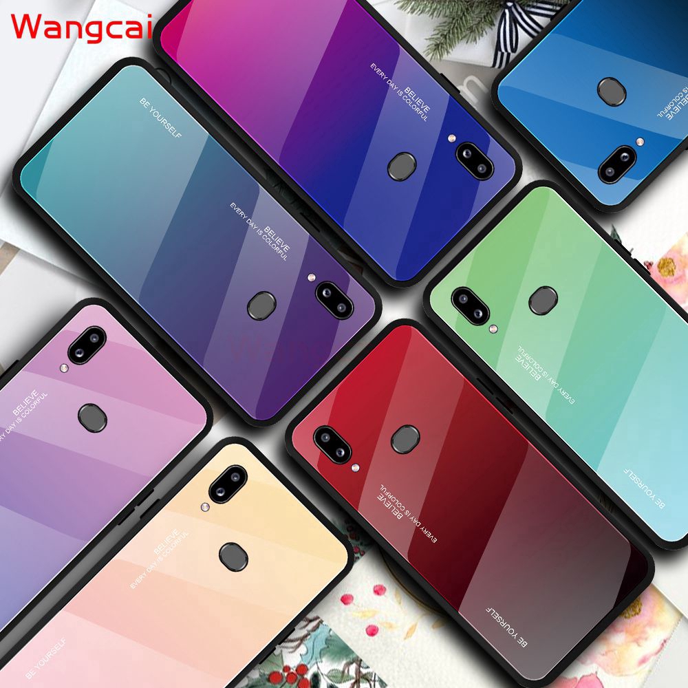 Samsung Galaxy M30s M21 A20s A10s A10e Note 10 10+ Plus A90 A80 Phone Case Gradient Tempered glass Luxury Phone Case Cover
