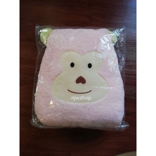 หมอนตุ๊กตาพิงหลัง ลายลิง สีชมพู
