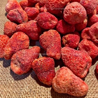 สตอเบอรี่อบ Freeze Dried ขนาด10กรัม กระรอก กระต่าย ชินชิล่า สำหรับสัตว์เลี้ยงไม่เติมน้ำตาล