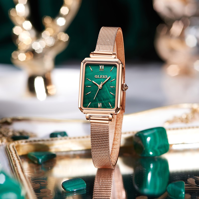 นาฬิกาควอตซ์ Oris นาฬิกาเฉพาะผู้หญิงหรูหราเรียบง่ายอินสไตล์ 2021 นาฬิกาสีเขียวขนาดเล็กใหม่สวิตเซอร์แลนด์