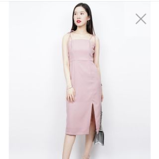 KASSIA TIE SHOULDER MIDI DRESS-PINK-S