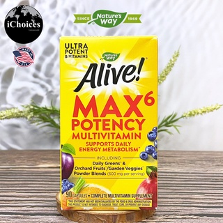 [Natures Way] Alive! Max6 Potency Multivitamin 90 Capsules อาหารเสริมวิตามินรวม