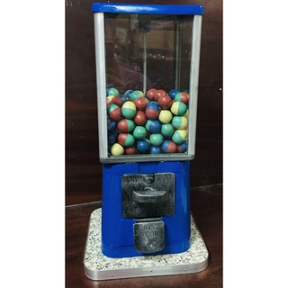 โหลหมุนไข่ โหลบิดไข่ Vintage Gumball Machine ทรงสี่เหลี่ยมสีน้ำเงิน โหลไข่หมุน ทรงเหลี่ยมโบราณ พร้อมไข่150ลูก จำนวน1ชุด