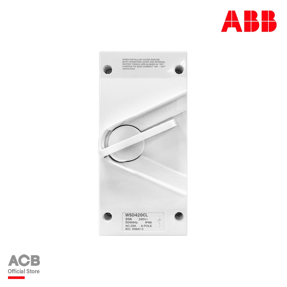 ABB WSD420CL Switch-Isolator WSD Series switch 20 A 4P, IP66 : 2TCZ751006R0005 - เอบีบี