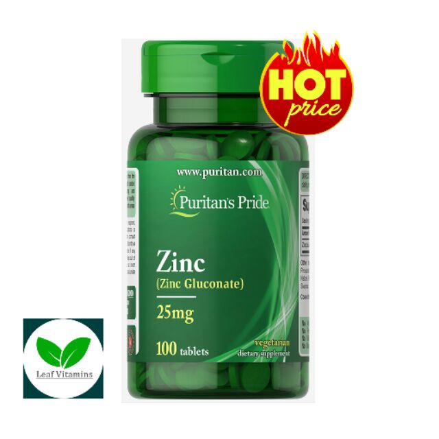 Puritans Pride Zinc Gluconate 25 mg (Chelate) 100 Tablets ...