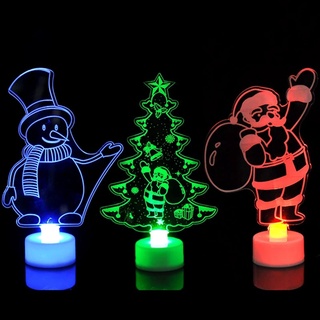1 Pc Colorful LED Christmas Tree Snowman Santa Claus Acrylic Night Lights forHome Party Festival Decoration
