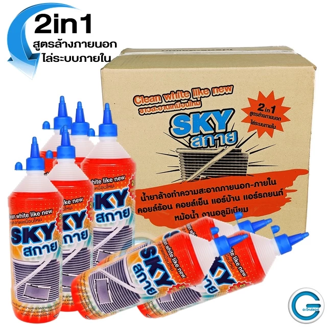 น้ำยาล้างแอร์  SKY "สกาย " 2in1"สูตรล้างภายนอกไล่ระบบภายใน" แผงคอยส์แอร์บ้าน แอร์รถยนต์ หม้อน้ำ อลูมิเนียมฯ (รุ่นใหม่) thumbnail 6