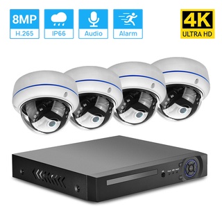 Hamrol 4CH 4K/8MP NVR POE ระบบกล้องรักษาความปลอดภัย IP66 กันน้ํา IR-CUT CCTV Canera ชุดบันทึกวิดีโอเฝ้าระวัง