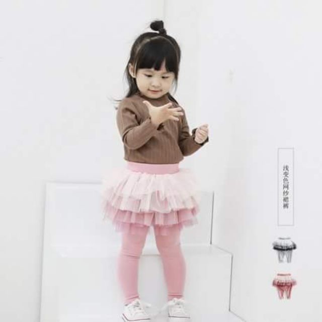 พร้อมส่ง กระโปรงเด็กแต่งเลคกิ้ง