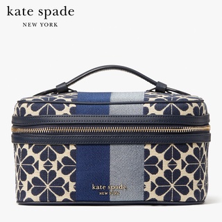 KATE SPADE NEW YORK SPADE FLOWER JACQUARD STRIPE VANITY KIT K5675 กระเป๋าใส่เครื่องสำอาง