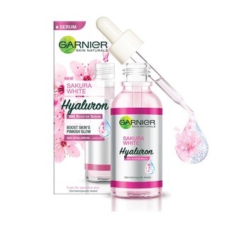 Garnier Sakura White Booster Serum (สําหรับผิวโกลว์ สีชมพู) Single 30 มล. - เซรั่ม เพื่อผิวกระจ่างใสด้วยกรดไฮยารูลอนิก