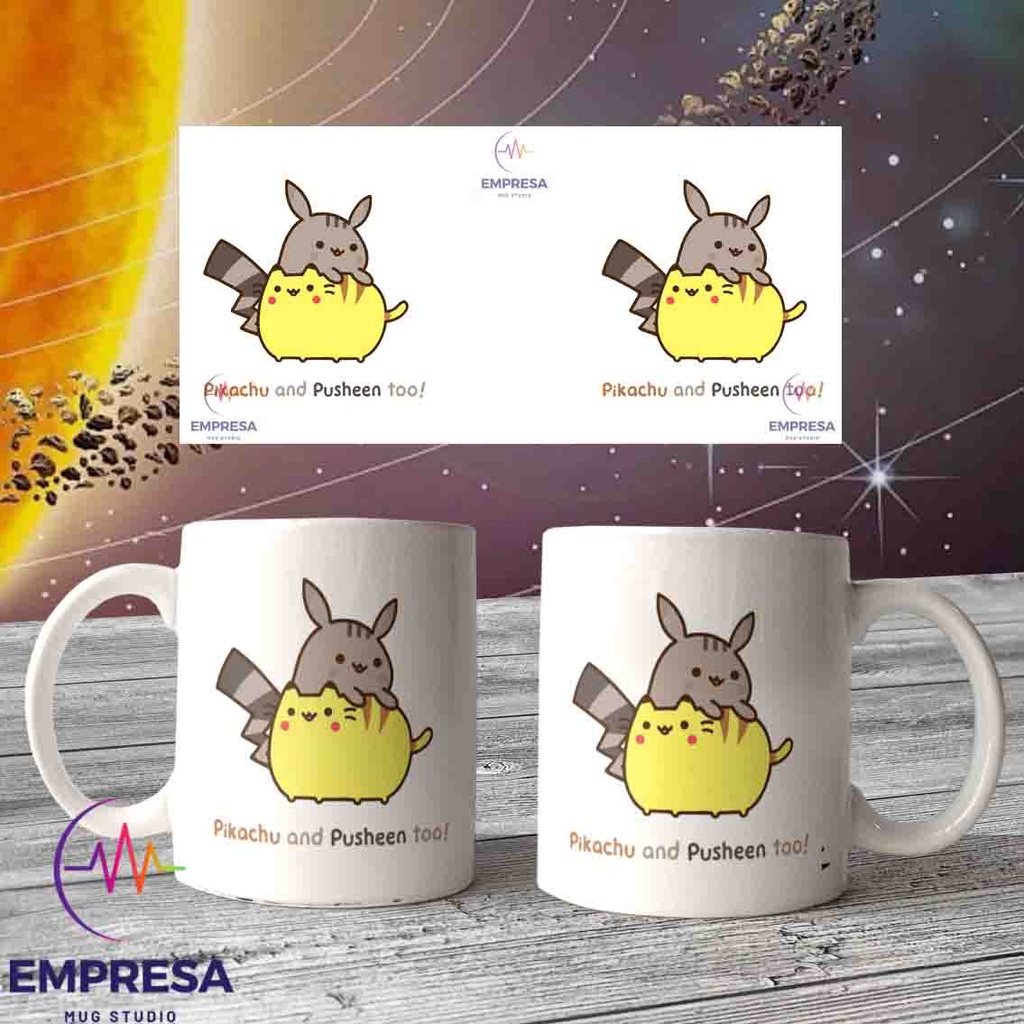 แก้วกาแฟ Pusheen และ Pikachu Too