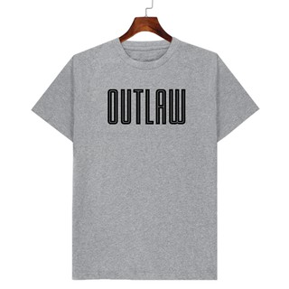 เสื้อยืดคอกลม สีเทาท๊อป OUTLAW  มีเก็บปลายทาง