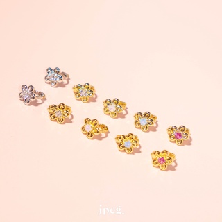 flora - small gem huggie hoop (brass)