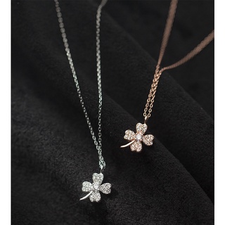 ♡พร้อมส่ง !! สร้อยคอใบโคลเว่อร์จี้เพชรตรงกลางเล็กๆ