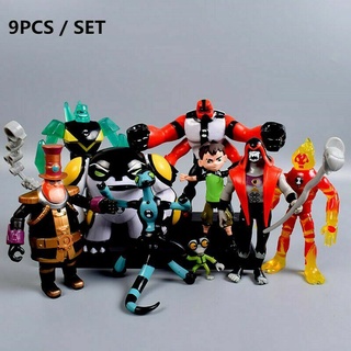 ฟิกเกอร์ Ben 10 Toys - Tennyson Ghostfreak Matter Heatblast Pvc ของเล่นสําหรับเด็ก 9 ชิ้น