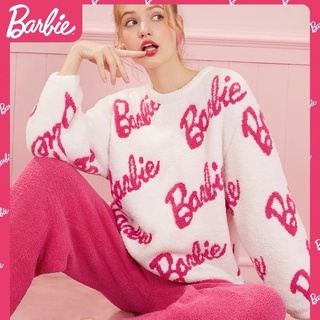 Barbie Pajamas Set ชุดนอนบาร์บี้ลิขสิทธิ์ ชุดนอนขนนุ่มนิ่ม โลโก้ Barbie