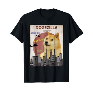 ที่ขายดีที่สุดผ้าฝ้ายท็อปส์ซู Dogezilla เสื้อยืดสําหรับผู้ชายตลก Doge Meme ชิบะ Inu เสื้อสุนัขแ :r3