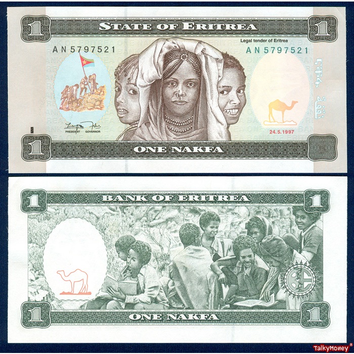 ธนบัตรประเทศ เอริเทรีย ERITRIA ราคา 1 นัคฟา P-1 ปี 1997 สภาพใหม่เอี่ยม 100% UNC ไม่ผ่านการใช้ สำหรับสะสมและที่ระลึก