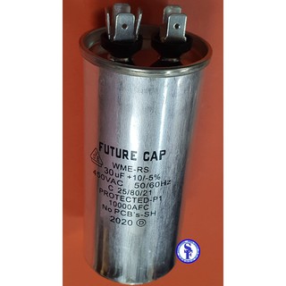 แคปรันCapacitor แอร์20/450v,30/450v,35/450v, 40/450v,45/450v แบบอลูมิเนียม