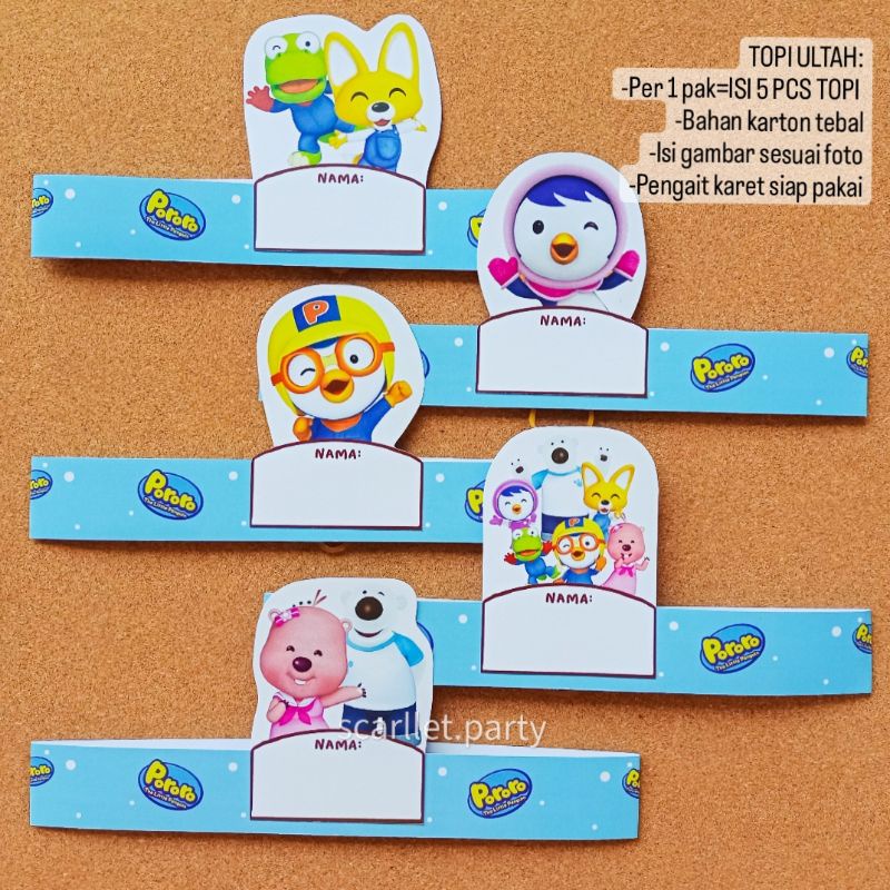 PORORO HAT BIRTHDAY HAT CARDBOARD CIRCLE HAT HAPPY BIRTHDAY HBD CHILDRENS BIRTHDAY BANNER DECORATION