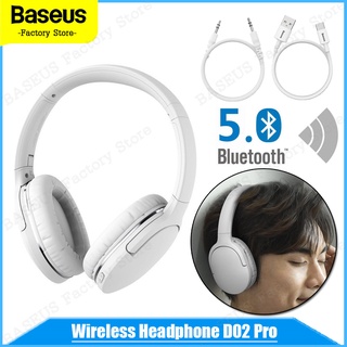 Baseus D02 Pro หูฟังไร้สาย บลูทูธ 5.0 พร้อมสายสัญญาณเสียง สําหรับ IPhone แท็บเล็ต หูฟังแล็ปท็อป หูฟังเอียร์บัด เครื่องเล่นเสียงธรรมชาติ เอฟเฟกต์เสียงพิเศษ